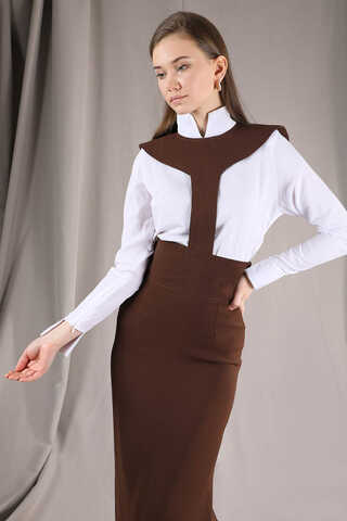 Femina Pencil Skirt Set Brown - 5
