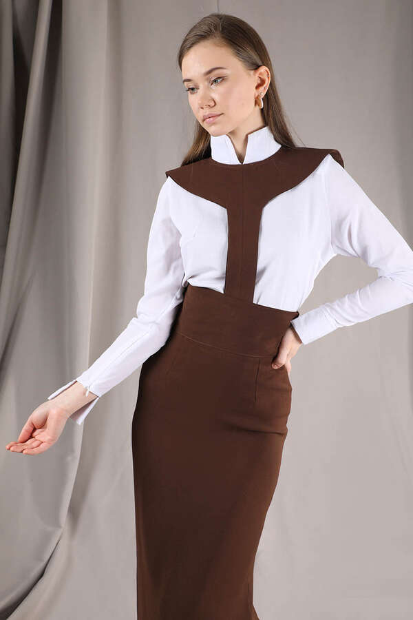 Femina Pencil Skirt Set Brown - 5