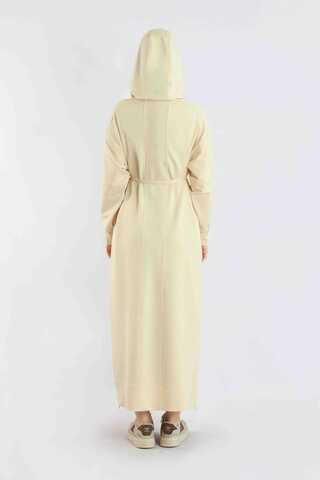Fermuar Detaylı Elbise Krem - 6