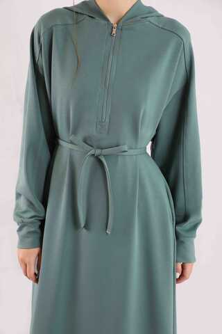 Fermuar Detaylı Elbise Mint - 4