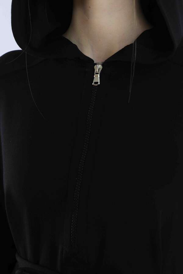 Fermuar Detaylı Elbise Siyah - 4