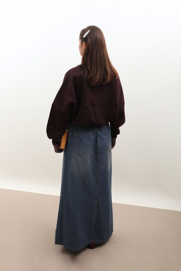 Fermuarlı Bomber Ceket Bordo - 11