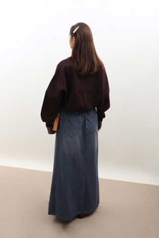 Fermuarlı Bomber Ceket Bordo - 11