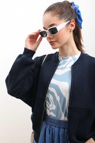 Fermuarlı Bomber Ceket Lacivert - 3