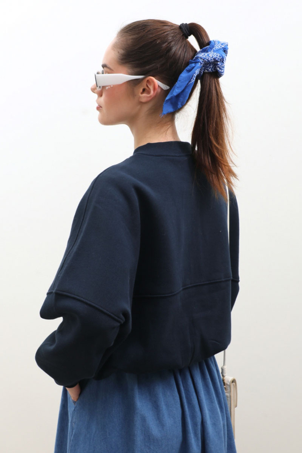 Fermuarlı Bomber Ceket Lacivert - 9