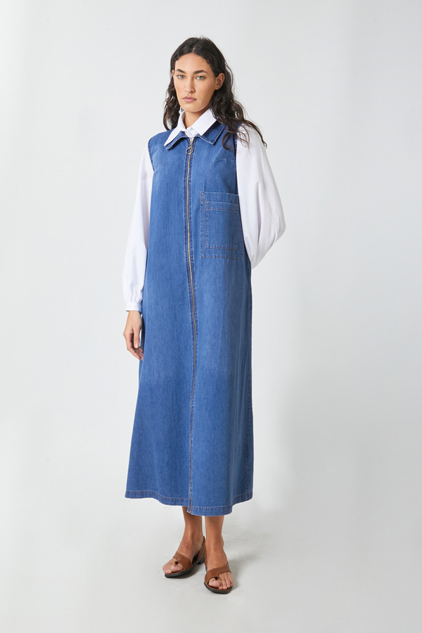 Fermuarlı Denim Jile Açık Mavi - 2