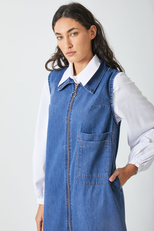 Fermuarlı Denim Jile Açık Mavi - 8