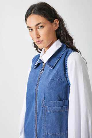 Fermuarlı Denim Jile Açık Mavi - 10