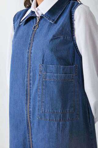 Fermuarlı Denim Jile Açık Mavi - 11