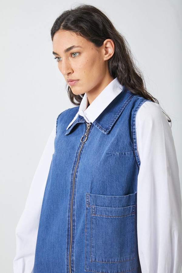 Fermuarlı Denim Jile Açık Mavi - 5