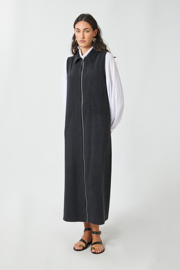 Fermuarlı Denim Jile Siyah - 1