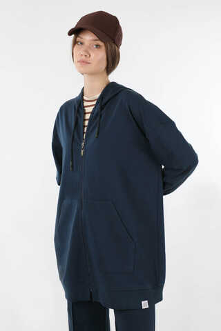 Fermuarlı Kapüşonlu Spor Takım Lacivert - 2