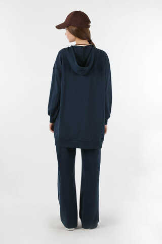 Fermuarlı Kapüşonlu Spor Takım Lacivert - 6