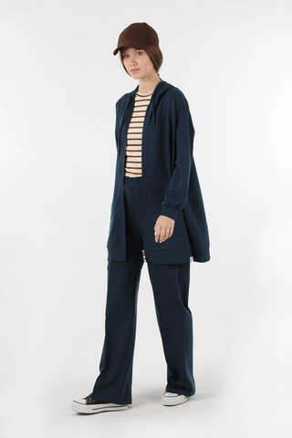 Fermuarlı Kapüşonlu Spor Takım Lacivert - 5