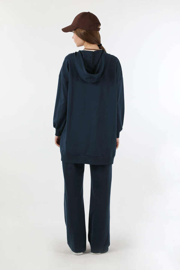 Fermuarlı Kapüşonlu Spor Takım Lacivert - 6