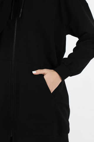 Fermuarlı Kapüşonlu Spor Takım Siyah - 4