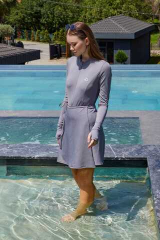 Fermuarlı Sörf Mayo Gri - 6