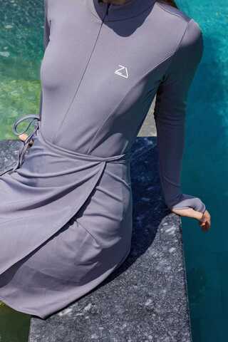 Fermuarlı Sörf Mayo Gri - 3