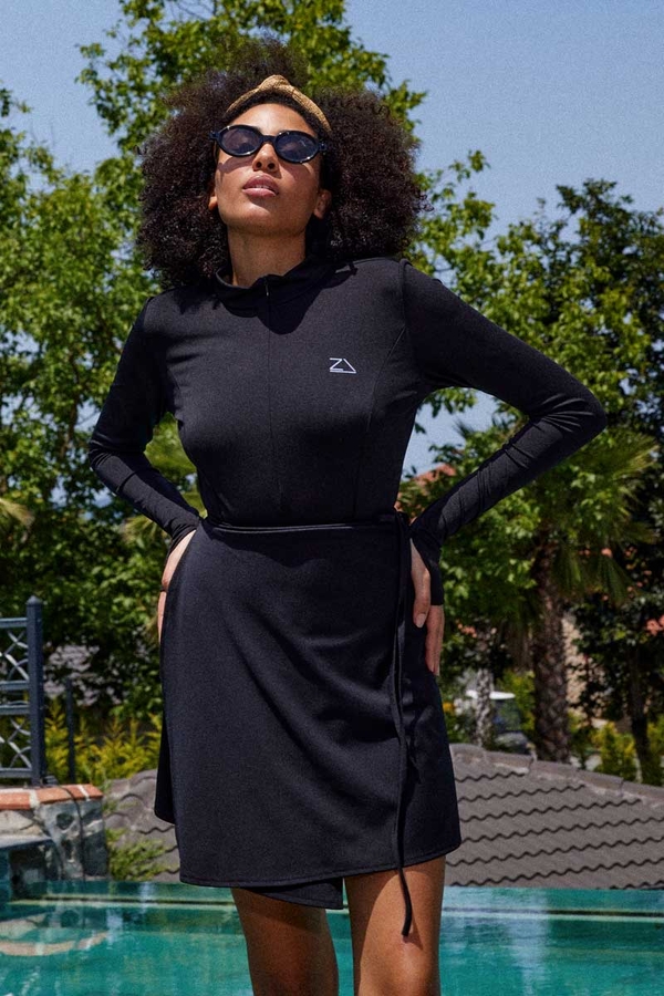 Fermuarlı Sörf Mayo Siyah - 9