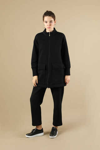 Fermuarlı Spor Takım Siyah - 1