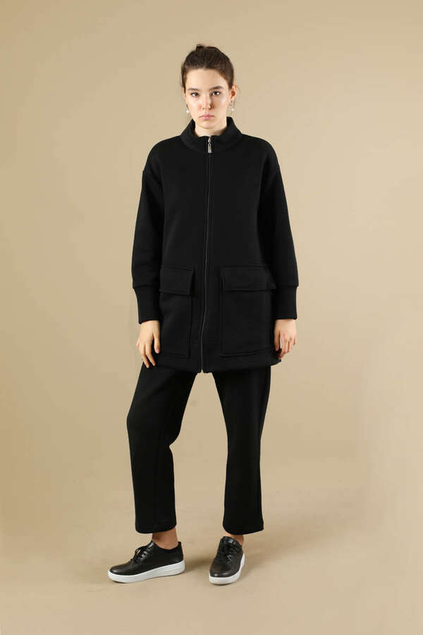 Fermuarlı Spor Takım Siyah - 1