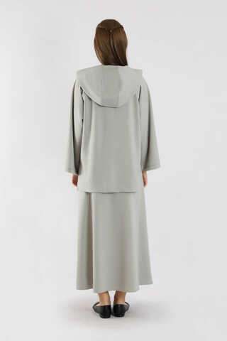 Fermuarlı Sweat Etek Takım Gri - 6