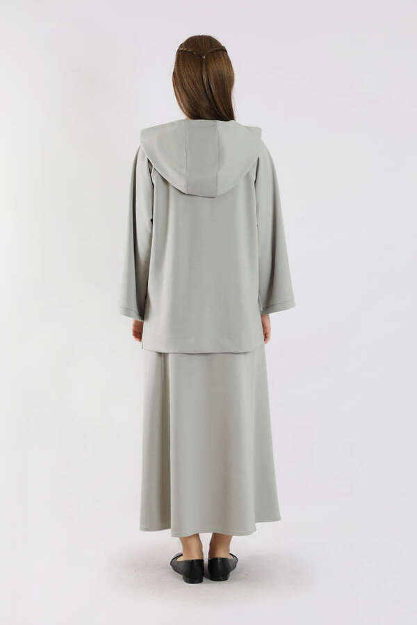 Fermuarlı Sweat Etek Takım Gri - 6