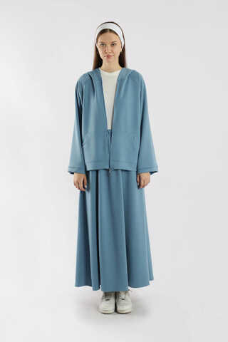 Fermuarlı Sweat Etek Takım İndigo - 1