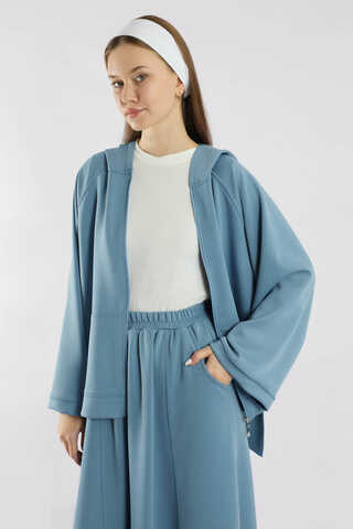 Fermuarlı Sweat Etek Takım İndigo - 2