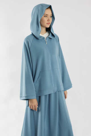 Fermuarlı Sweat Etek Takım İndigo - 4