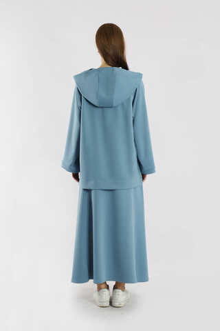 Fermuarlı Sweat Etek Takım İndigo - 6