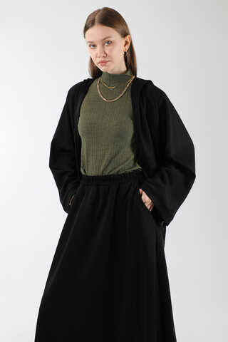 Fermuarlı Sweat Etek Takım Siyah - 2