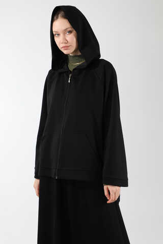 Fermuarlı Sweat Etek Takım Siyah - 4