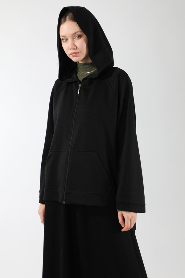 Fermuarlı Sweat Etek Takım Siyah - 4