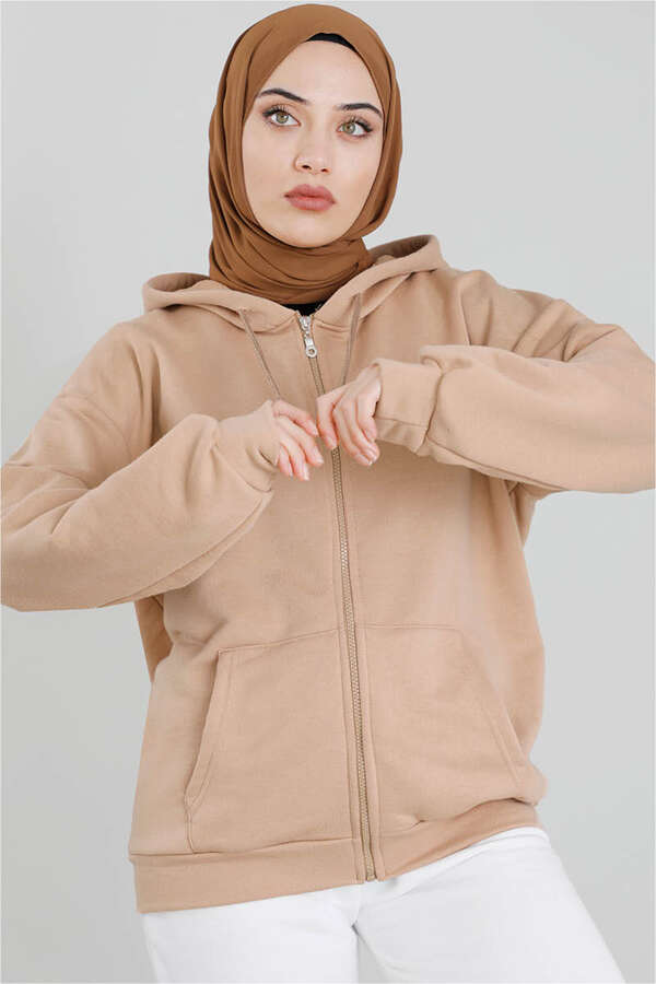 Fermuarlı Sweat Vizon - 4