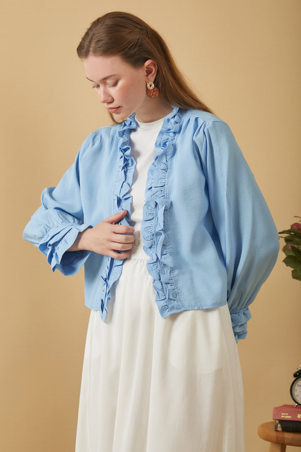 Fırfır Detaylı Bluz Bebe Mavisi - 2