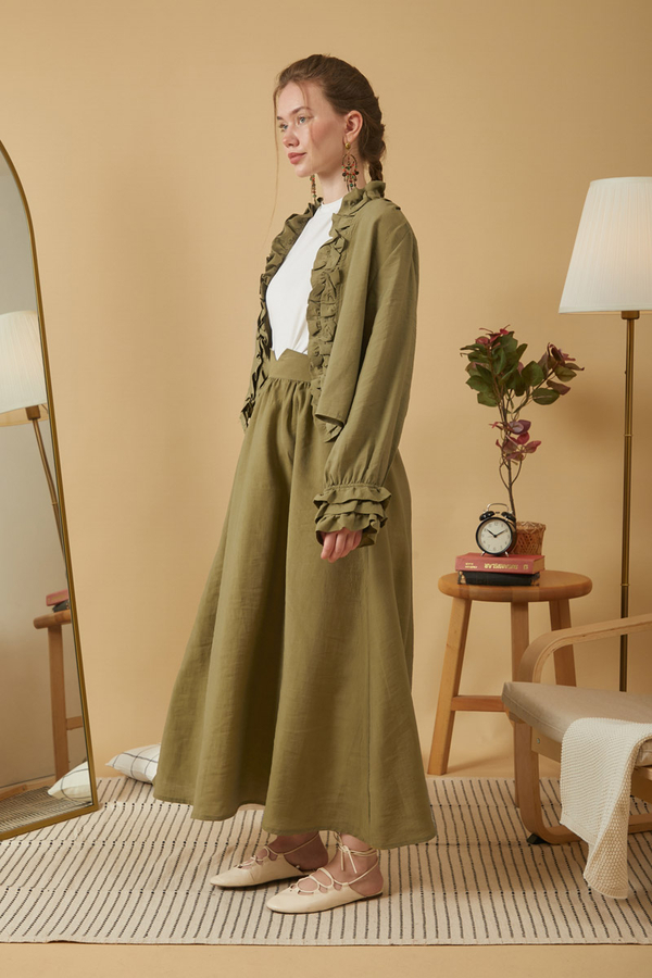 Fırfır Detaylı Bluz Haki - 2