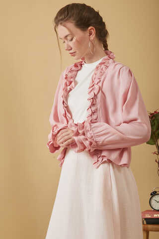 Fırfır Detaylı Bluz Pembe - 4
