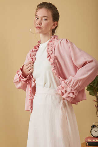 Fırfır Detaylı Bluz Pembe - 5