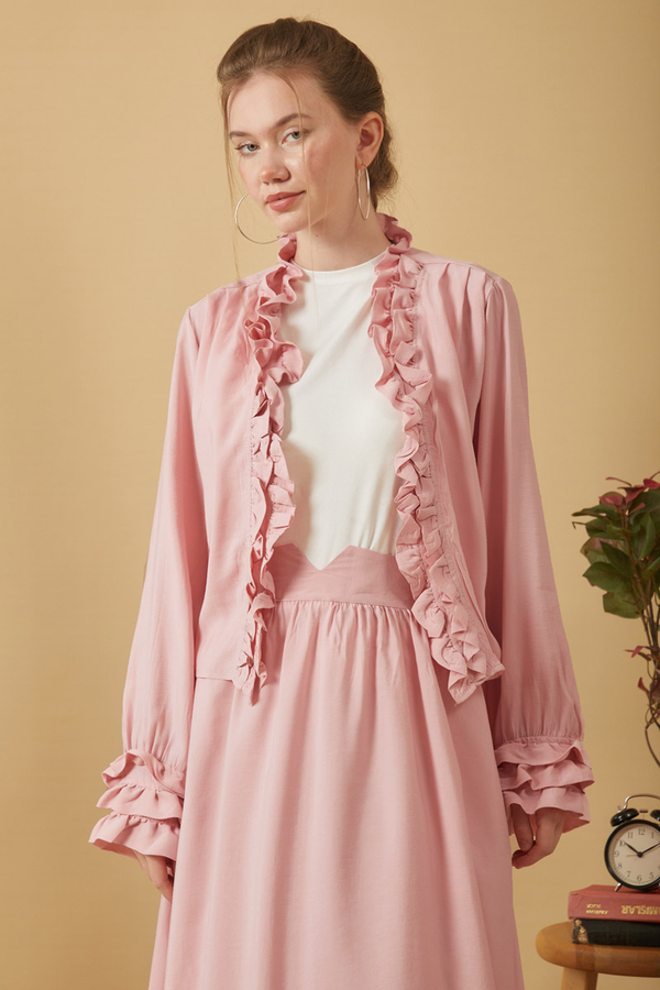 Fırfır Detaylı Bluz Pembe - 12