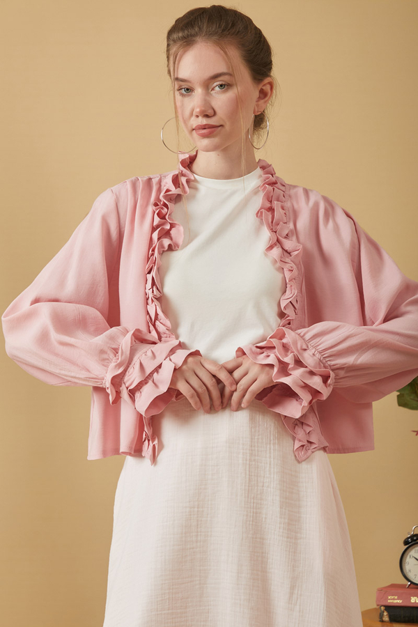 Fırfır Detaylı Bluz Pembe - 6