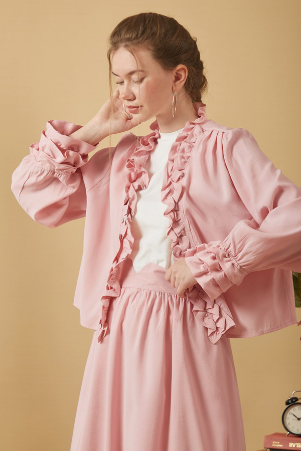 Fırfır Detaylı Bluz Pembe - 11