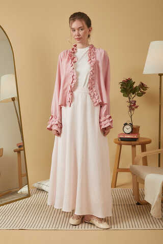 Fırfır Detaylı Bluz Pembe - 3
