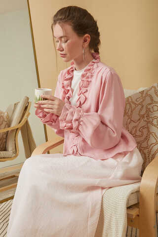 Fırfır Detaylı Bluz Pembe - 9