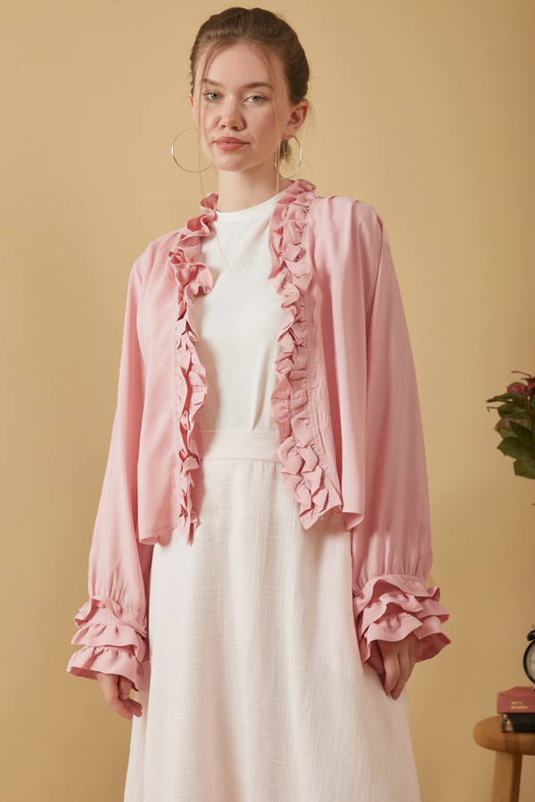 Fırfır Detaylı Bluz Pembe - 15