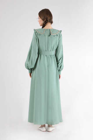 Fırfırlı Bebe Yaka Elbise Mint - 5