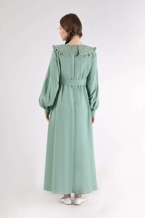 Fırfırlı Bebe Yaka Elbise Mint - 5