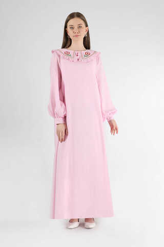 Fırfırlı Bebe Yaka Elbise Pembe - 3