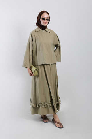 Fırfırlı Takım Koyu Vizon - 2