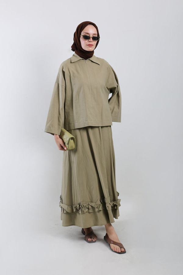 Fırfırlı Takım Koyu Vizon - 2